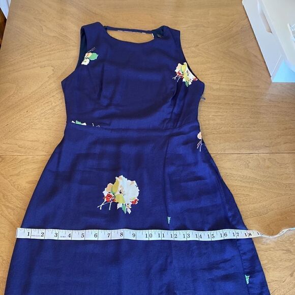 Zara Trafaluc Collection Navy Floral Thigh Split Shift Dress in Navy Size Small - Picture 14 of 16